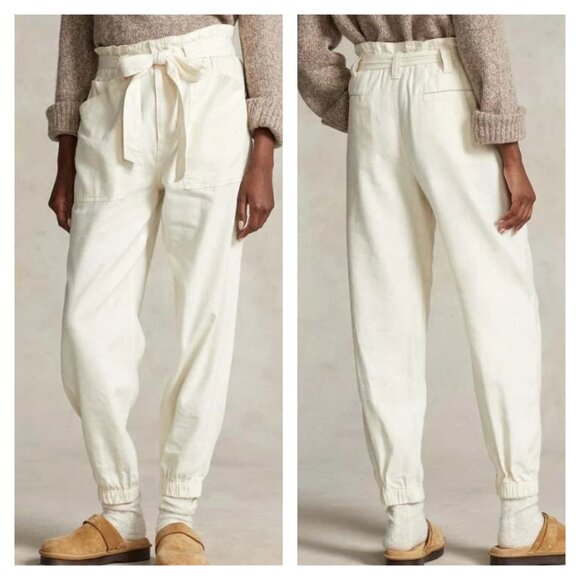 POLO RALPH LAUREN Nwt Belted Jogger 26 Cream Beige Light Tan Khaki Bone - Picture 1 of 14
